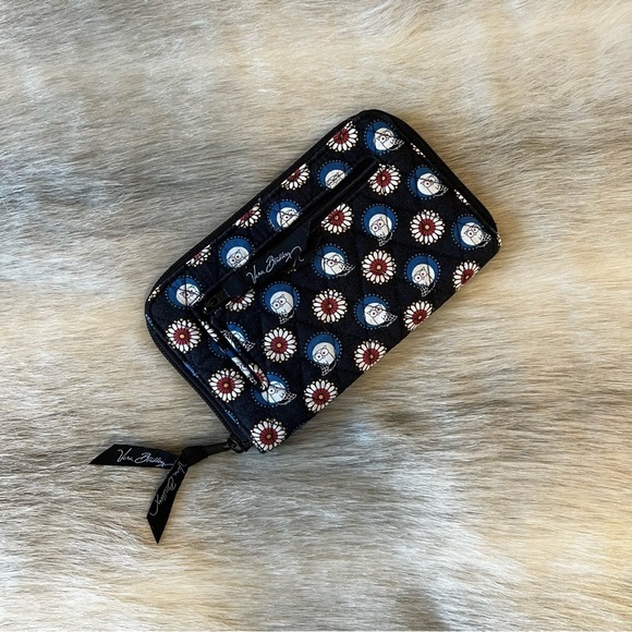VERA BRADLEY Night Owl Zip Around Wallet Long Wristlet Navy Red Y2K 2008 - Picture 8 of 10